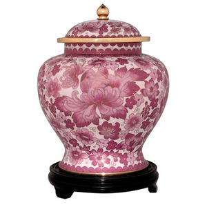 Urna de cremación de aluminio con esmalte de flores rosas, urna de diseño moderno de estilo Vintage, cenizas humanos, diseño único - Product Image 1