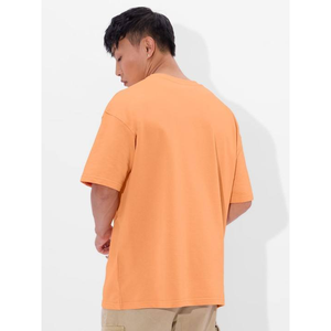 Men's Oversized <b>Orange</b> Cotton O-Neck <b>T</b>-<b>Shirt</b> Casual Solid Color Short Sleeve Jersey Trackstar OEM Private Label TSI-G05-P0122 - Product Image 2