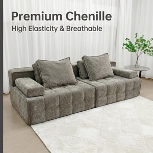 Canapé modulaire emballé sous vide, trois places, en chenille premium, pour salon, assise profonde, design sectionnel, gain de place - Product Image 2