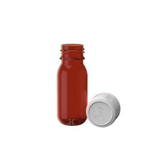 PET Round Syrup <b>Bottle</b> Plastic Packaging 50ml with CR Lid <b>Amber</b> Best Price OEM ODM Service from Vietnam Factory M0760 - Product Image 2