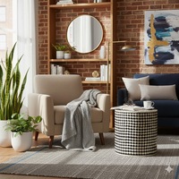 Table basse ronde en os noir de qualité supérieure, en pin et MDF, fabriquée à la main, écologique, imperméable, légère, moderne, pour salon, intérieur