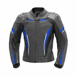 Combinaison de course deux pièces personnalisable en cuir de vache véritable Combinaisons de moto respirantes coupe-vent Hiver Entièrement noir Bleu Blanc Rayures - Product Image 2