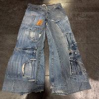Jeans en denim brut japonais DiZNEW 16 oz, taille ample personnalisée 38, jeans patchwork extensible pour homme