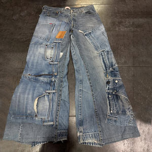 Jeans en denim brut <span class=keywords><strong>japonais</strong></span> DiZNEW 16 oz, taille ample personnalisée 38, jeans patchwork extensible pour homme - Product Image 1