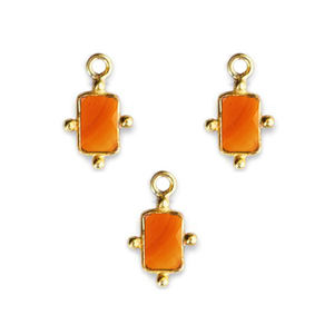 Dijes de plata con forma de rectángulo de ópalo azul Bisel dorado Vermeil - Product Image 4