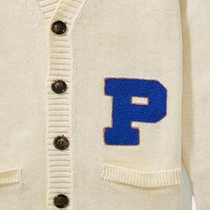 High Quality V Neck Acrylic Knitted <b>Cardigan</b> Custom Casual Winter University College Lettermen Sweater Button Front Embroidery - Product Image 4