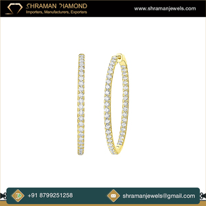 High Quality Women Elegant Design 925 Sterling <b>Solid</b> <b>Silver</b> Custom VVS-VS 5 CTS Lab Grown Diamond Women's <b>Hoop</b> <b>Earring</b> for Party - Product Image 5