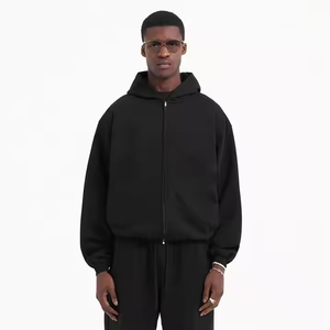 Sweat à capuche unisexe 100 % coton molletonné/éponge française avec fermeture éclair, coupe classique, séchage rapide, respirant, OEM, teint uni, hiver - Product Image 2