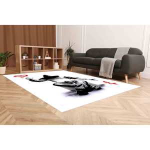 Alfombra Impresa: Alfombra Moderna con Diseño Abstracto de Graffiti de Banksy, con Pelo Suave - Product Image 4