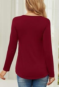 Camiseta de Maternidad para Mujer Embarazada, 100% Algodón, Color Rojo, Lisa, Manga Larga, Ropa de Verano, Camisetas de Maternidad - Product Image 2
