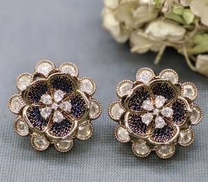 Moissanite Mehandi de moda Tops y pendientes de tuerca Sku AE 167 BG/ - Product Image 4