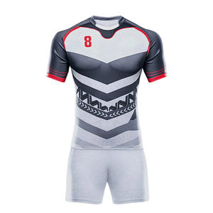 Tenues de rugby 100% polyester respirantes à séchage rapide, impression par transfert thermique personnalisée, taille élastique, pour hommes adultes, vente en ligne - Product Image 5