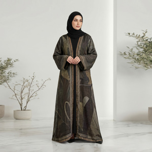 Premium Ocean Silk Open Front Modest Floor Length Abaya Cardigan Muslim Women's Fashion Coat <b>for</b> Ramadan Nightclub - Product Image 5