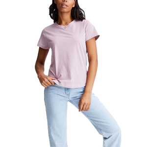 เสื้อยืดแขนสั้นผ้าฝ้าย 100% แบบเรียบ พิมพ์โลโก้ได้ตามต้องการ คอกลม เสื้อยืดผู้หญิงสำหรับฤดูร้อน - Product Image 2