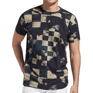 Men's Short Sleeve O-Neck T-<b>Shirt</b> With <b>Patchwork</b> Print Regular Fit Casual Style 100% Cotton Knitted Breathable Design - Product Image 1