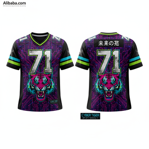 T-shirts à manches courtes à col en V surdimensionné imprimés personnalisés | Thème de baseball personnalisé | Logo Blue Camo Wolf | Sublimation OEM - Product Image 3