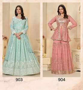 Inde Exportation Qualité Georgette Salwar Suit & Dupatta Avec Brodé Avec Multi Fil et Paillettes Travail Femme Mode Exportateur - Product Image 2