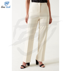 High Quality Women's Mid Flat Slim Stretch Polyester/Cotton <b>Trousers</b> for Business Casual Travel OEM Clothing Manufacturer Quick - Product Image 1
