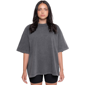 Camiseta de manga corta lisa con logotipo impreso personalizado de gran tamaño con hombros caídos y cuello redondo al por mayor OEM para mujer, camiseta de ropa a granel - Product Image 1