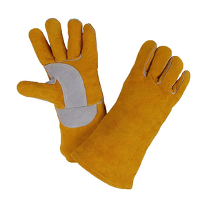Guantes de trabajo de seguridad de alta calidad Guantes de cuero de vaca reforzados con palma Guantes de soldadura resistentes al calor reforzados - Product Image 1