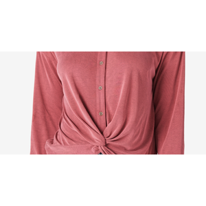Camicia da donna Lucky Brand in maglia rossa con orlo a torsione e bottoni, taglia piccola - Product Image 3