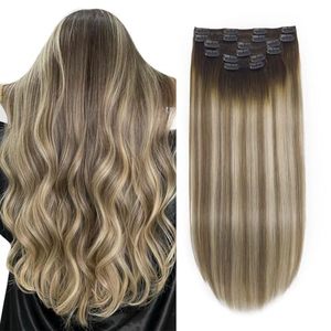 Extensions de cheveux naturels chinois à clipser, 100% vierges bruts, double trame, pointes épaisses, tissage double à la machine, lisses et soyeux, en lots - Product Image 1
