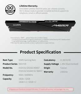 Memoria RAM KINGSMAN GAMING Negra PC5 48000 DDR5 16GB*2 6000MHz para computadora de escritorio para juegos - Product Image 4