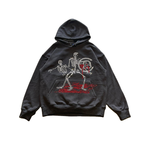 Sudadera con capucha 100% algodón de alta calidad, con cremallera, efecto desgastado, pedrería y diseño urbano, con bolsillo, para invierno - Product Image 1