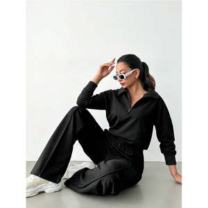 Ensemble court pour femme, sweat à capuche zippé en molleton français vintage délavé à l'acide, personnalisé, jogging, sport, sweat à capuche d'hiver, Pakistan - Product Image 1