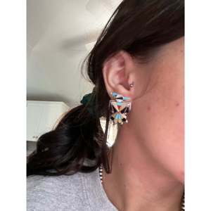 Zuni Made <b>Sterling</b> <b>Silver</b> Multi Stone Inlay Thunderbird <b>Stud</b> <b>Earrings</b> - Product Image 2
