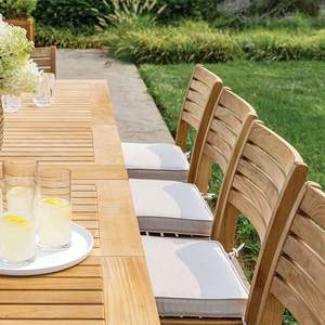 Silla de comedor de teca moderna para exteriores, acabado de Color Natural, tela impermeable para el hogar, Hotel, parque, patio, comedor para uso en sala de estar - Product Image 4