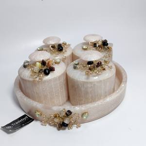 Nouvel arrivage de pot décoratif en résine avec plateau de rangement ensemble chocolat de luxe Conistar décoration de cuisine produits de luxe tradebyd - Product Image 1