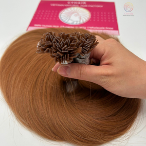 Venta al por mayor de pelo de queratina vietnamita alineado con cutícula 100% virgen #33 Color Natural recto punta plana extensiones de cabello humano - Product Image 6