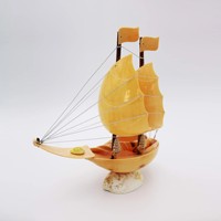 Modèle de bateau pirate fait à la main en coquillages, petits coquillages, modèle de bateau à voile miniature, cadeaux uniques