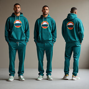 2025 Men Pullover Hoodie & Baggy Pants / Oversized Cotton High Quality Heavyweight Tracksuit / <b>Wide</b> <b>Leg</b> <b>Cargo</b> Straight Pants - Product Image 5