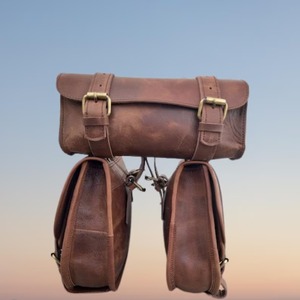 Bolsa de cuero personalizada para motocicleta, alforjas, bolsa de lona para viajes, regalo de Navidad, amantes de la bicicleta, venta de Cyber Monday, tres bolsas - Product Image 5