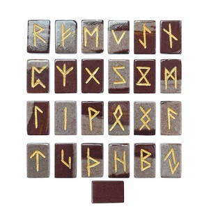 Narmada Jasper Cube คริสตัล Rune ชุดหินพลังงาน wicca ธรรมชาติสำหรับการทำนายและการป้องกันการนั่งสมาธิอักษรรูนไวกิ้ง - Product Image 2