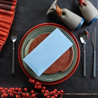Serviettes de table jetables biodégradables effet lin bleu ciel, qualité alimentaire, 16x16 pouces, luxe moderne, emballées en carton, pour mariages