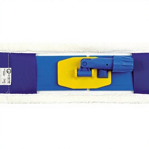 Serpillère plate en microfibre avec poches 15x45 Grs. BLANC avec CADRE PLIANT EN PLASTIQUE (carton de 12 pièces) HAUTE QUALITÉ ET LONGUE DURÉE - Product Image 1