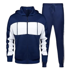 Ensemble de survêtement unisexe de haute qualité en polyester, tenue de sport deux pièces avec veste zippée et pantalon - Product Image 4