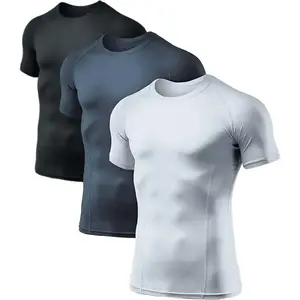 피트니스 의류 드라이 쿨 핏 짧은 소매 사용자 정의 태그 운동 달리기 압축 운동 티셔츠