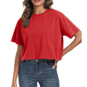 2024 été Designer vêtements nouvelle mode en gros à manches courtes T-Shirt solide coton haut court dans le Style Hip Hop pour adultes femmes - Product Image 1