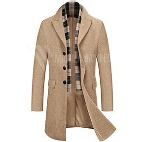 Custom Logo <b>Mens</b> <b>Long</b> <b>Overcoat</b> Wool Blend Warm Winter Outerwear Wholesale Bulk Direct Factory Supply - Product Image 3