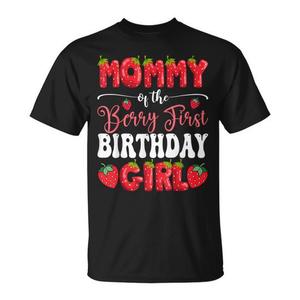 Maglietta personalizzabile promozionale per la mamma e il neonato: T-shirt per il primo compleanno della bambina a tema fragola - Product Image 1