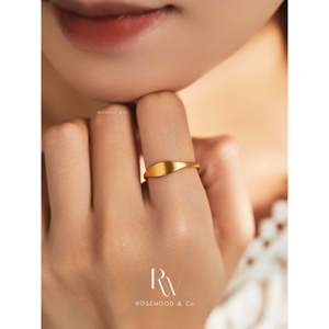 Anillo de sello chapado en oro de 18K con acabado mate, anillo de banda delgada que no se deslustra, regalo para ella o para mamá, gemelos y pinzas de corbata finos - Product Image 5