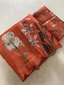 Sari indien de créateur haut de gamme, dernier modèle exclusif, avec chemisier, style ethnique moderne, imprimé feuille d'or, pour les occasions de mariage - Product Image 2