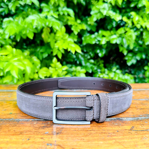 Ceinture formelle uni-sexe en laiton massif de luxe qualité lourde aspect robuste profil brûlant en cuir de buffle d'eau 35MM largeur broche réversible - Product Image 2