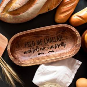 Me Challah and Tell Me I'm Pretty Handmade Wooden Bowl <b>Hanukkah</b> Gift Chanukah Holiday <b>Decor</b> Jewish Religious - Product Image 4
