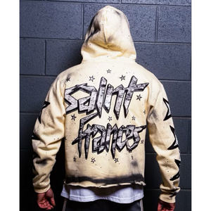 Winter <b>Hoodies</b> <b>Thermal</b> Best Selling Screen Printed Acid Wash Pullover Raw Hem Edges 100% Cotton French Terry Heavyweight Low MOQ - Product Image 4