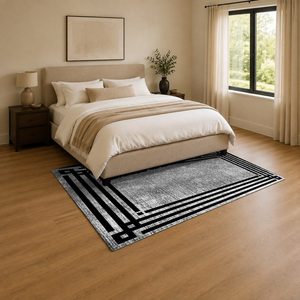 RUGS DEPOT LXDP-0709 Wholesale Charcoal Grey Contemporary Geometric Digital Printed Machine Washable Chenille Area Rug Non <b>Slip</b> - Product Image 3